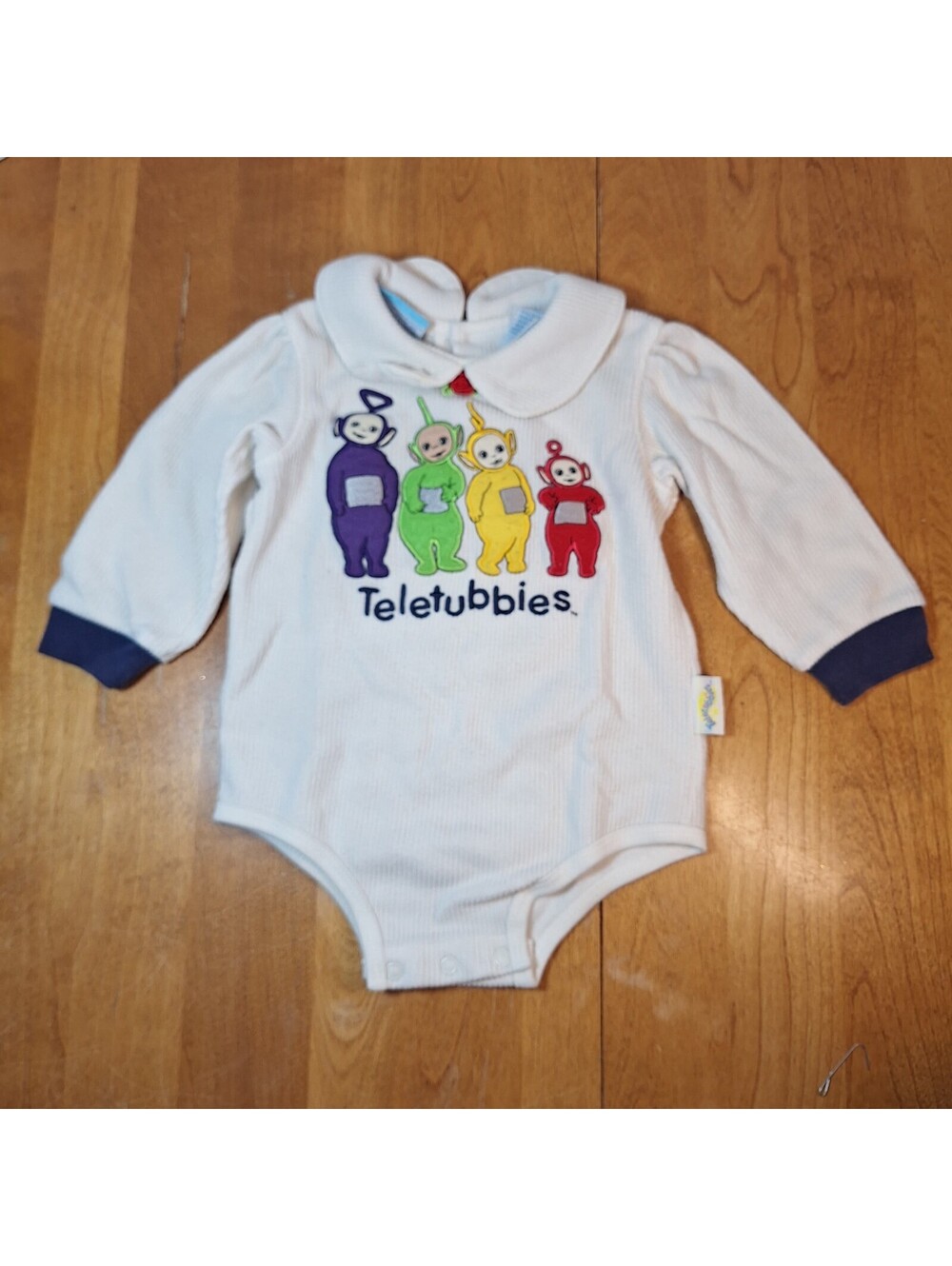 Vtg 1998 RARE Teletubbies Embroidered  Outfit Trim 24m Shirt Snap Bottom onesie